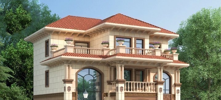 外观|12.8×13.4米欧式别墅,外观够大气,老家建一栋很有面子