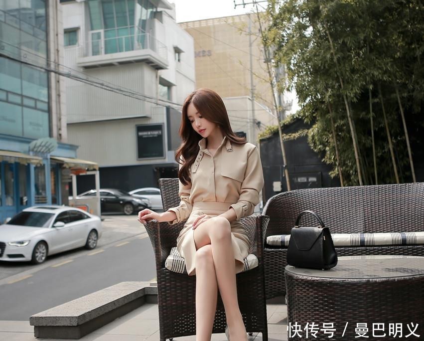 风衣|晴天美图孙允珠:丽都时尚巴黎浅棕轻束领风衣!