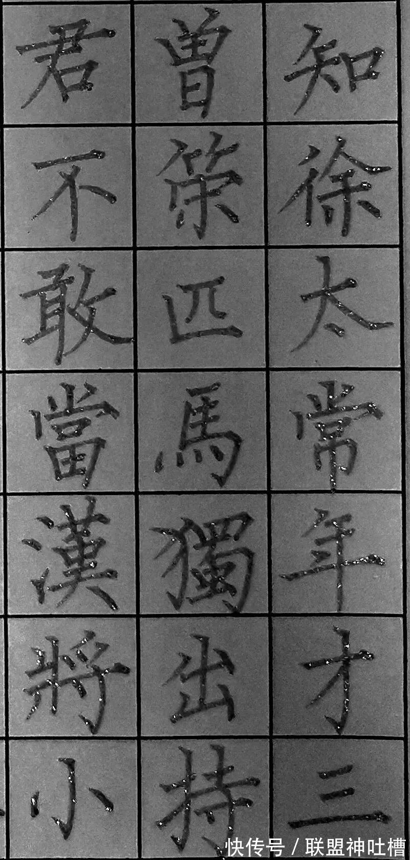 书友$好功力!用柳体,写硬笔书法!