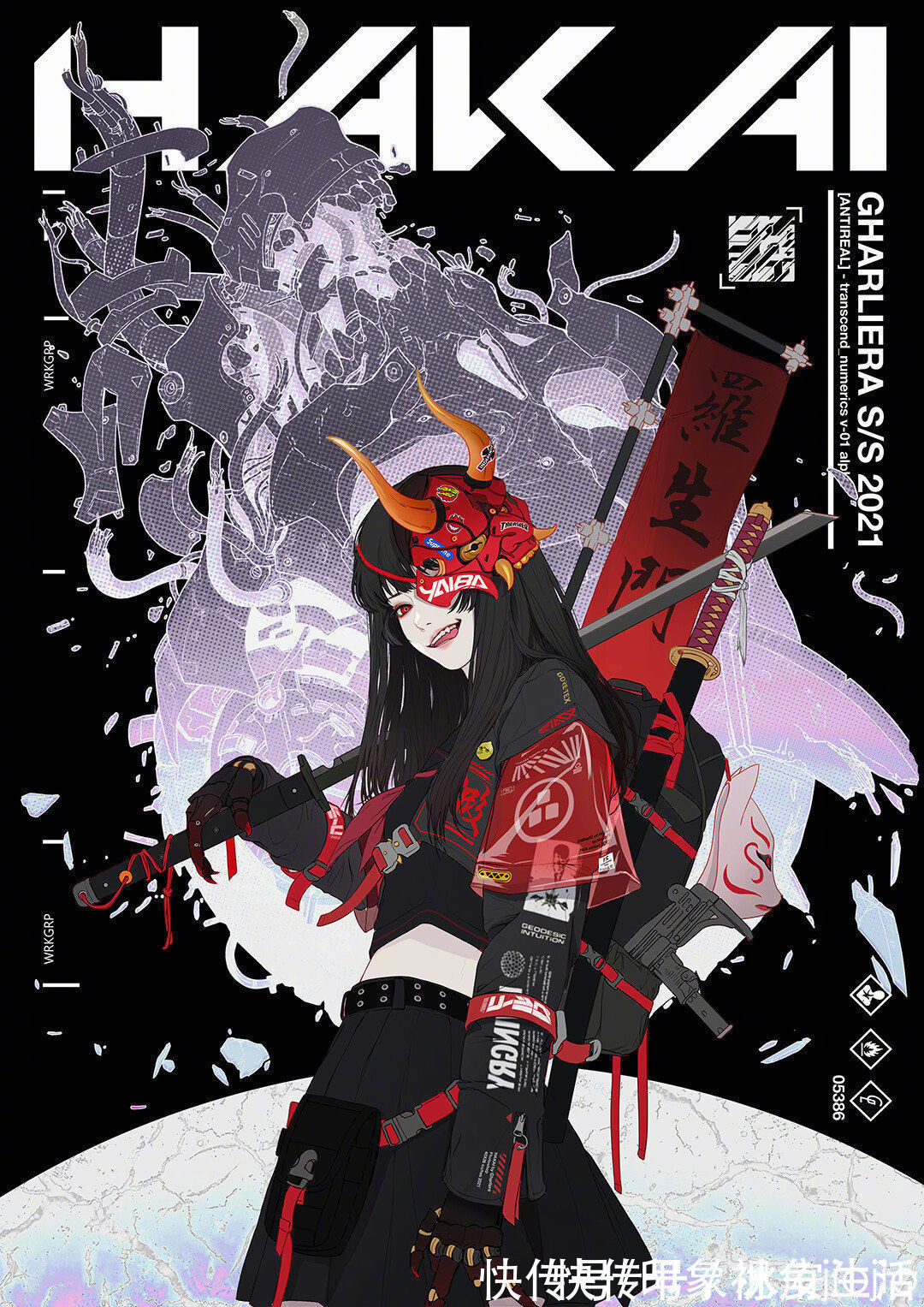 插画作品#又美又飒的赛博朋克少女插画,角色绘制充满了想象力