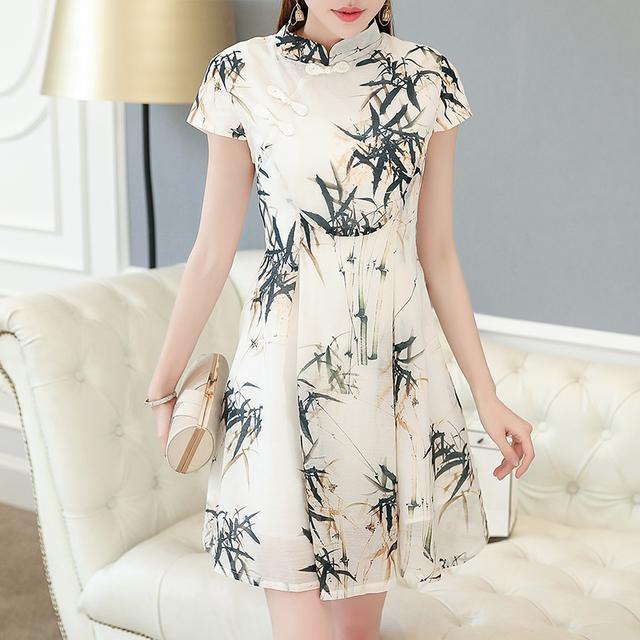 印花裙|复古旗袍改良连衣裙，中国风绝对让你美出新高度