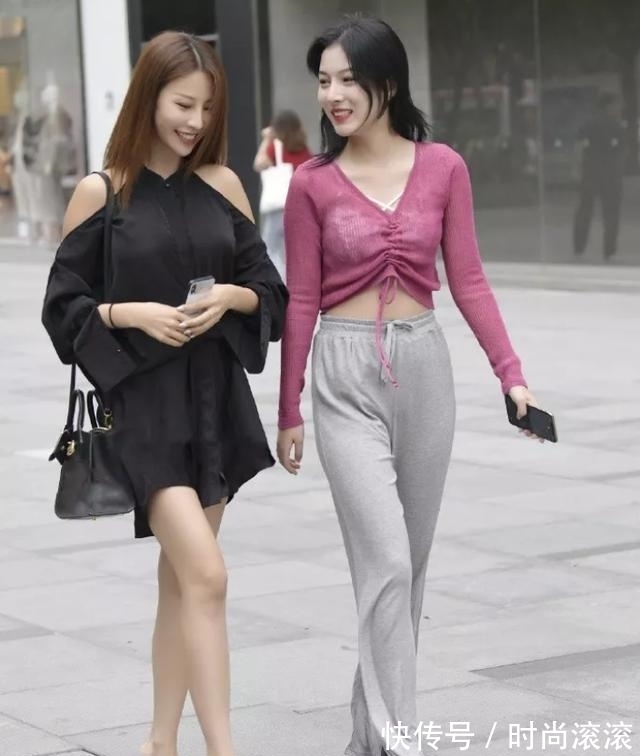 露腰 时尚露腰上衣,搭配宽松款款休闲裤,打造都市女人美感