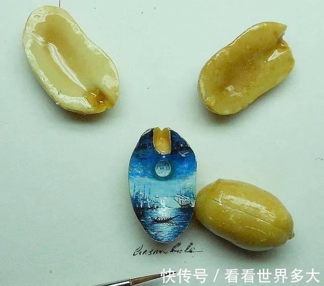 瓜子#惊爆眼球!60岁帅大爷在头发丝上画画,米粒、瓜子都给他当画布!