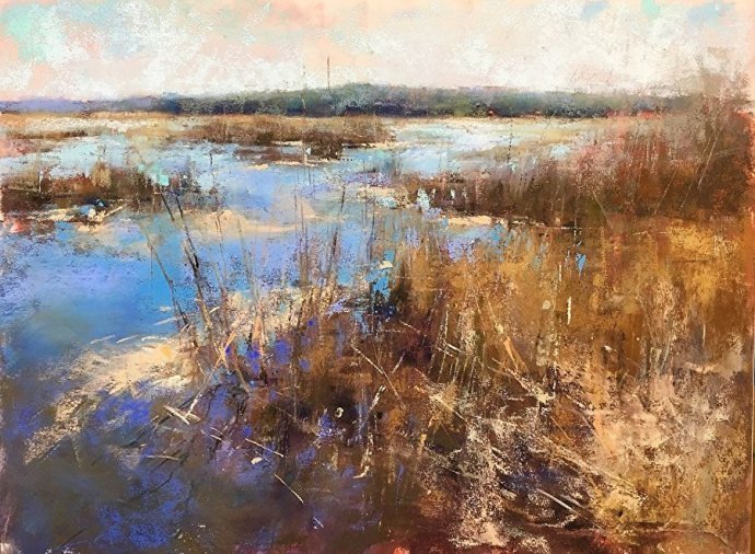 美国#美国艺术家阿奎尔柔和的风景油画,画里充满了阳光温馨美好