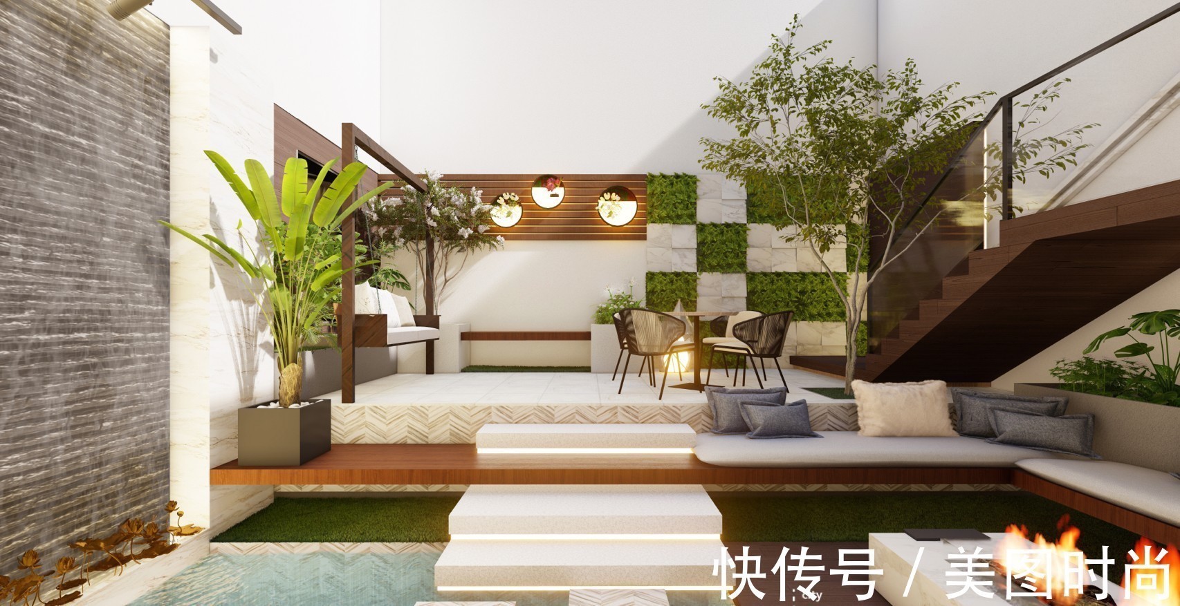 雨水|爆火的下沉式庭院设计,有条件一定要建一个,比别墅花园还好看