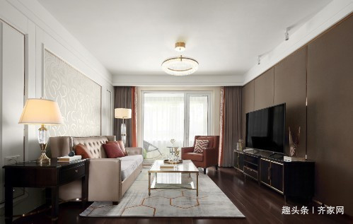 混搭风|143m2轻奢混搭风，简约风为基础，直线条为元素，凸显室内的质感