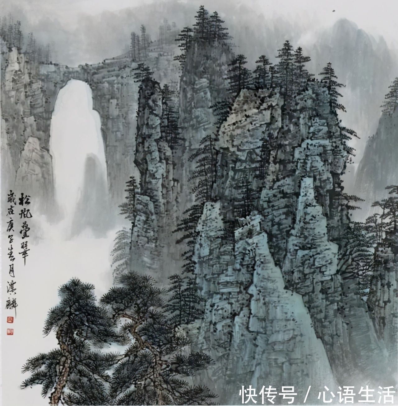 国画$女画家莫淇麟国画山水画作品欣赏