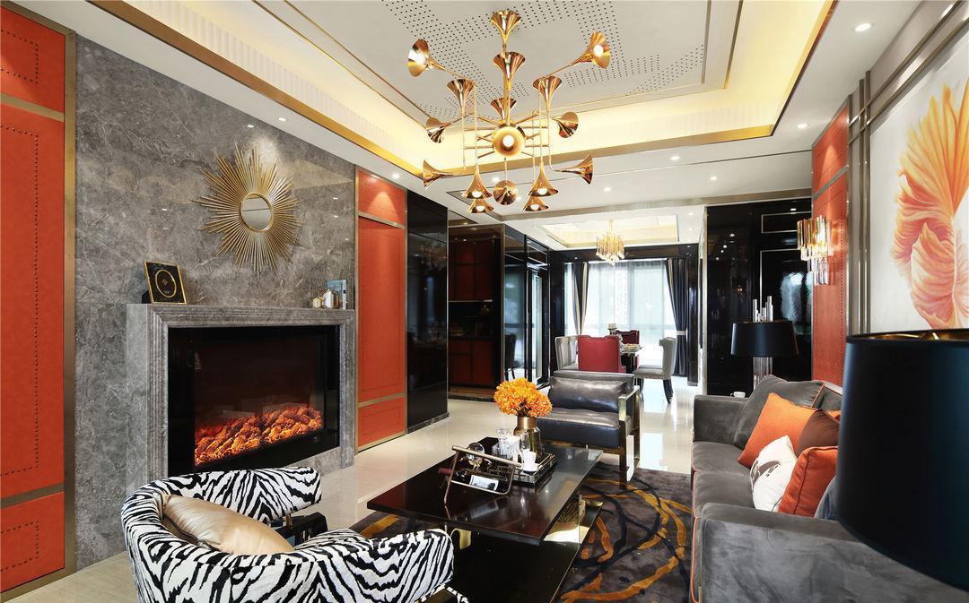橙色|125平方米的房子这样设计,高级与轻奢并存,太美了