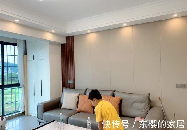 电视墙|一家四口新房，鞋柜衣帽一体柜很实用，电视墙更是大气，很满意