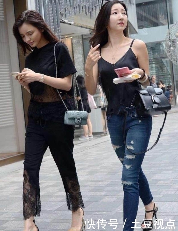 搭配 精致有型的牛仔裤美女,呈现出女神的甜美感