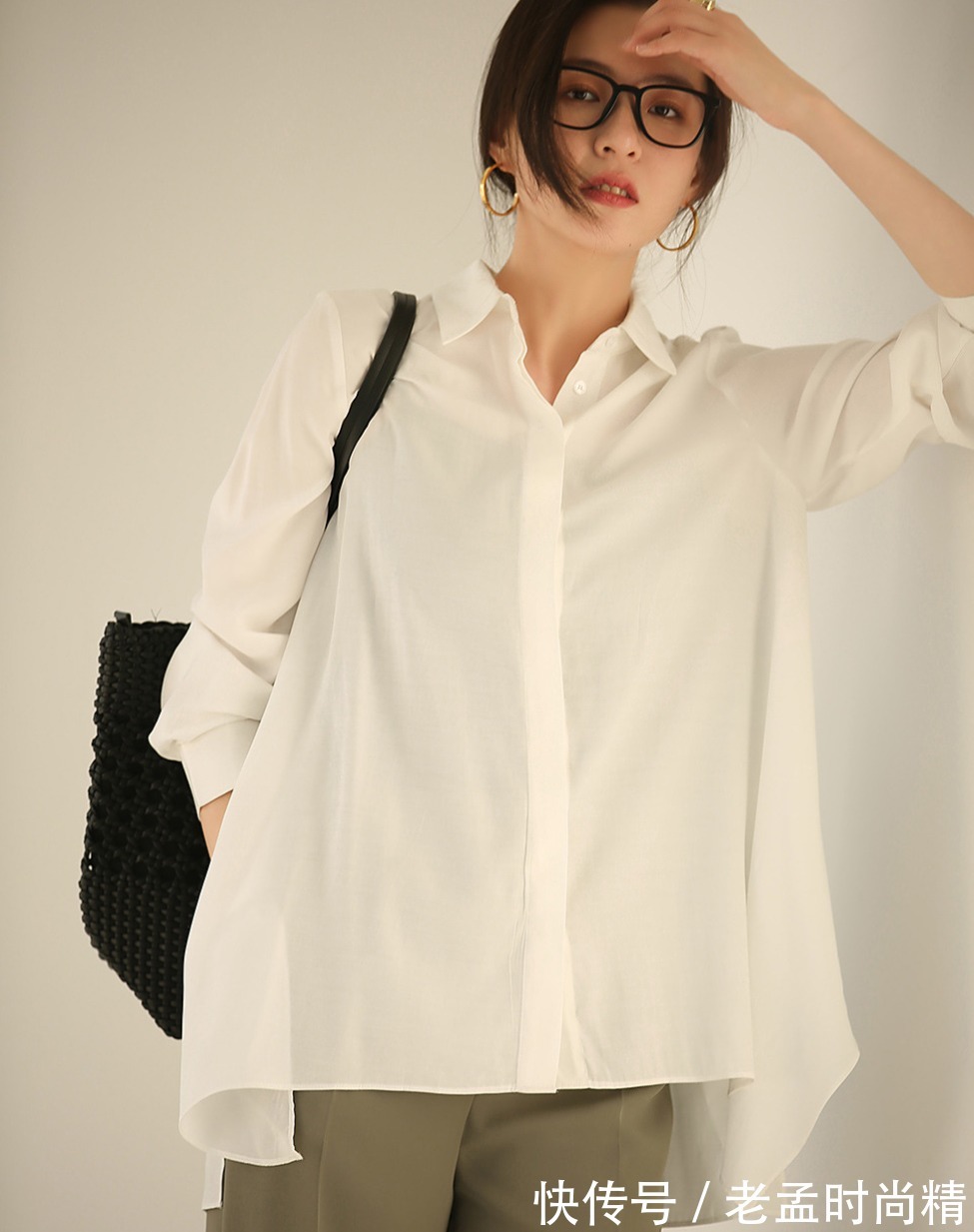 下摆|富有设计感的衬衫,前短后长不规则下摆显层次感