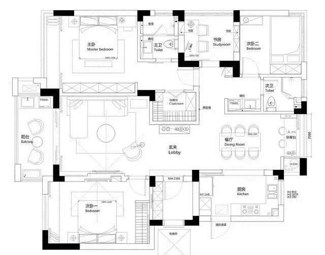 客厅|136平三室新房,全屋大白墙,内嵌式木质电视柜,层次感爆棚