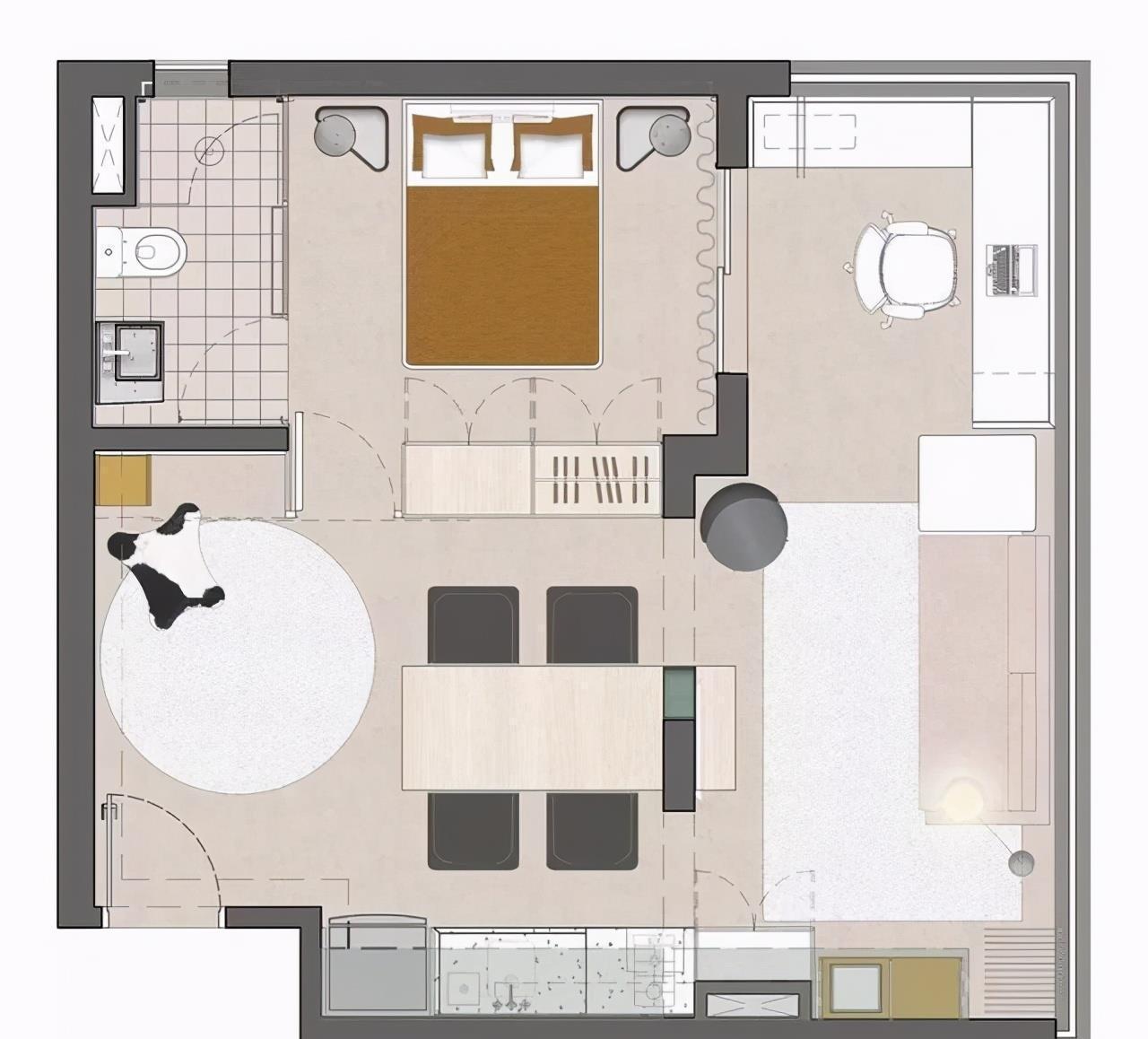 正对面|夫妻的45㎡小家:进门是阅读角,阳光书房超赞,色彩搭配太美了!