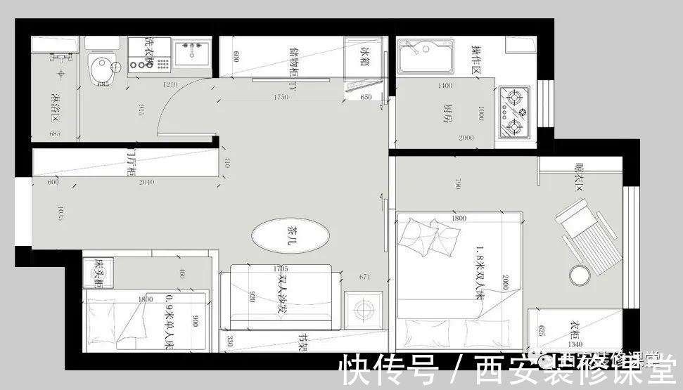 鞋柜|55㎡一室改两室,麻雀虽小五脏俱全