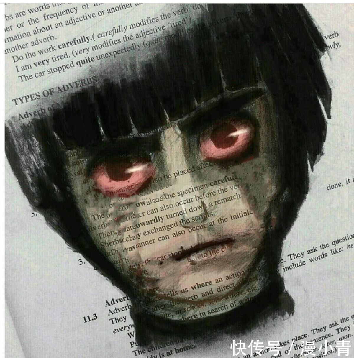 课本!在课本上画画会怎样,或许这位外语课堂上跑神的画师能够给出答案