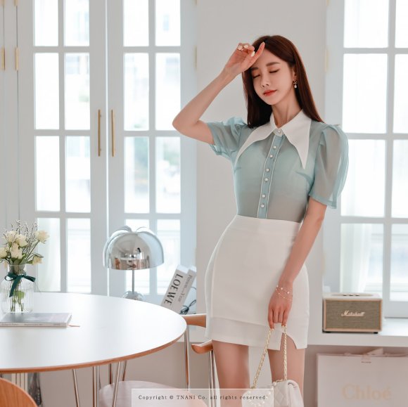 女神|时尚女装搭配欣赏:女神孙允珠的甜酸清凉桃杏仙美无袖连衣裙