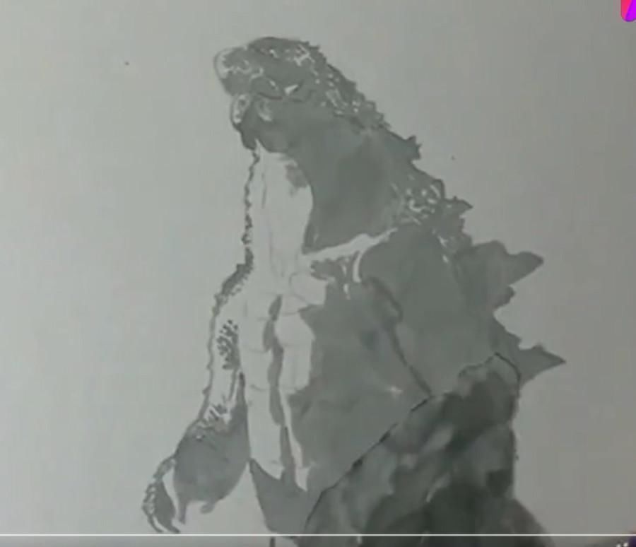 美术生画|美术生画哥斯拉，成品简直栩栩如生，网友：这不是打印的