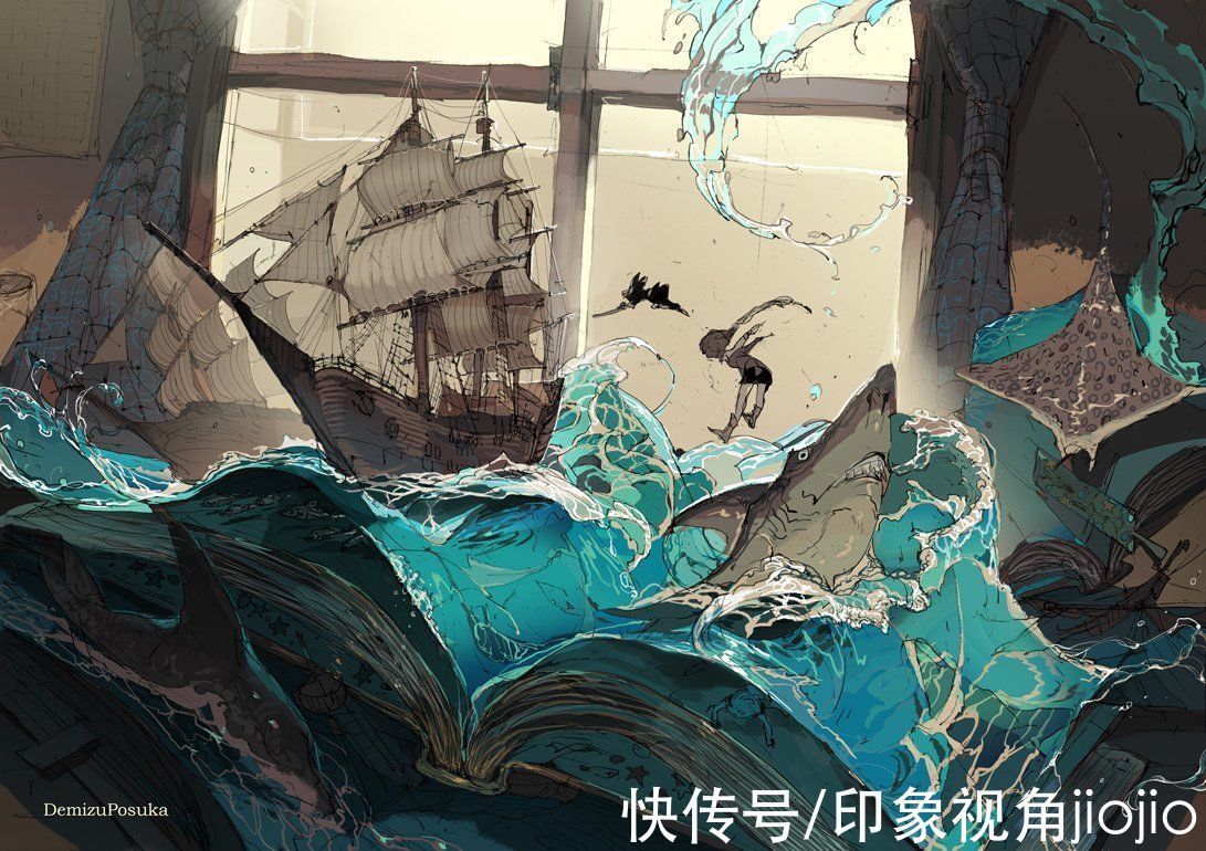 构图@幻想异世界插画作品,鱼眼镜头视角的构图方式很奇妙