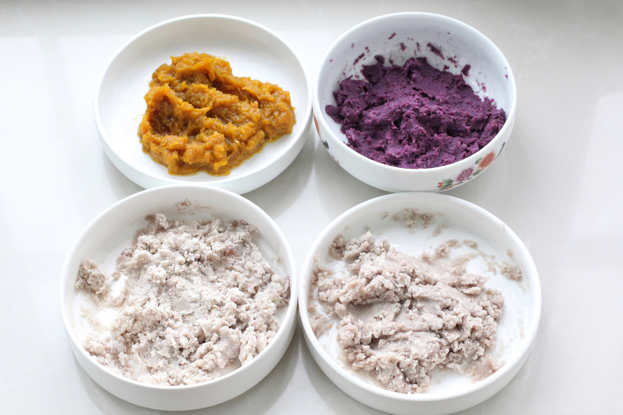 自制手工芋圆，四种颜色零添加，Q弹营养又简单，夏日必备小甜品