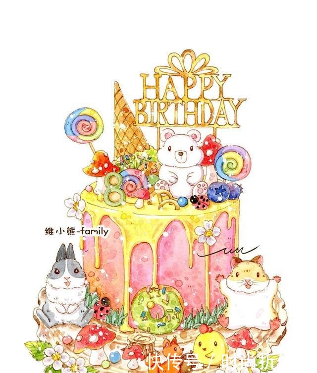 超级漂亮超级可爱的,蛋糕美食插画,治愈你的坏心情