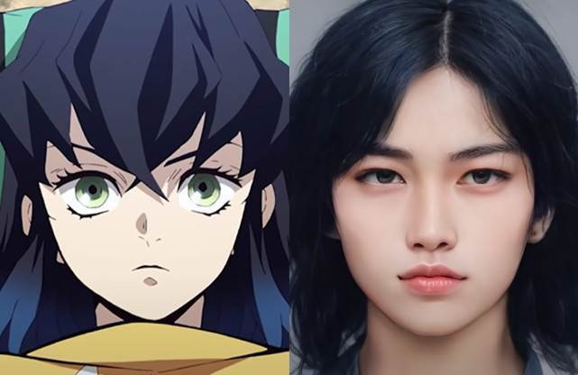 还原度|鬼灭之刃五小强被AI还原,伊之助颜值下跌,我妻善逸丑到不敢认