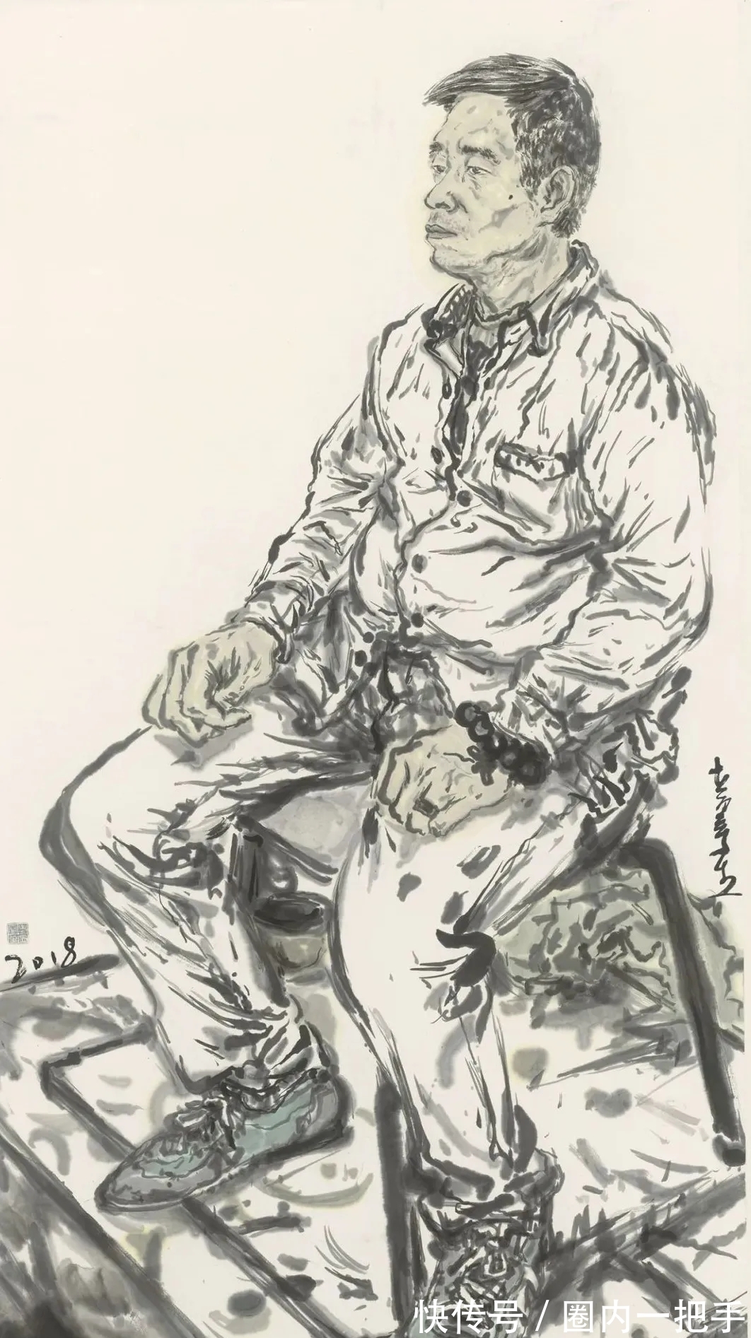 人物画#笔从对象来|王煜水墨人物画