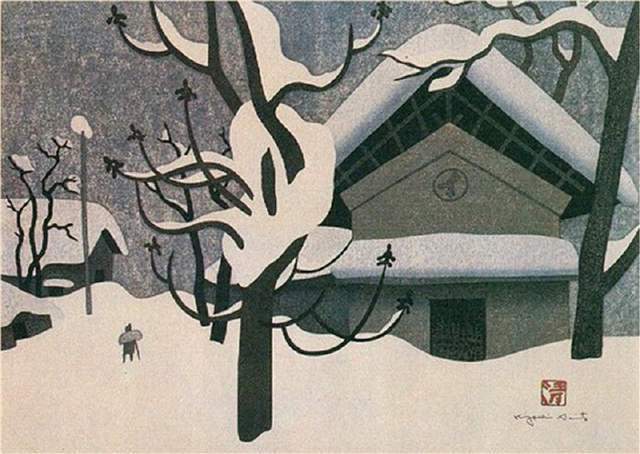 版画！日本近代版画大师斋藤清冬日雪景系列版画作品