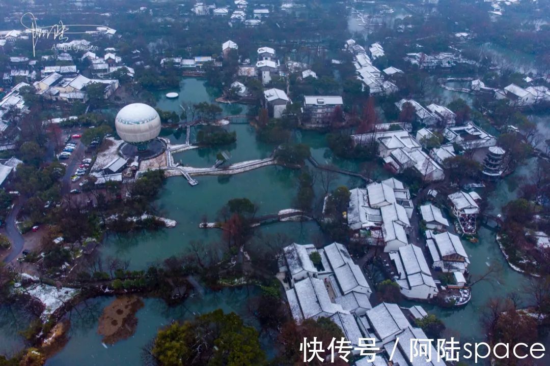 杭州|雪中游西溪，航拍视角下的湿地色彩极其丰富，但留下没几个游客