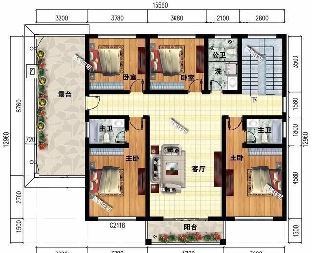 外墙面|宽15米多的二层农村别墅,第一栋带土灶,第二栋有8个卧室