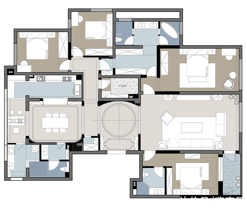 高尔夫|金沙湖高尔夫观邸 273平方 五室两厅 混搭 案例装修效果图