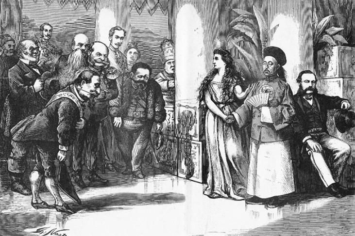 前往|清廷派外交使团前往欧美，任美国人为团长，签订了第一个平等条约