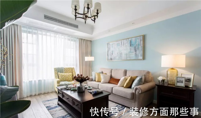 二居室|102平美式二居室,卧室蓝白配有一种清新浪漫的氛围