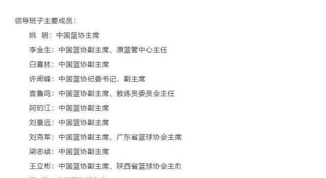 许闽峰|中国篮协领导班子官宣,十个副主席,巩大帅、王芳无缘,裁判谁管