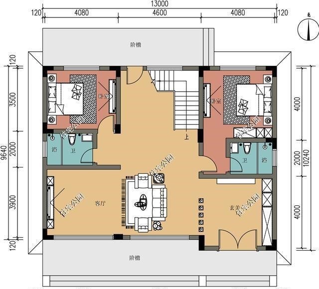 入户门|13×10米现代二层别墅,农村盖房,设计两个入户门真的好吗?