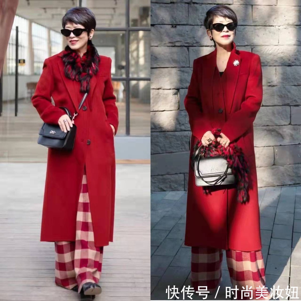 打底裤|50岁的女人“红色”要怎么穿?借鉴时髦奶奶的穿搭,穿出优雅气质