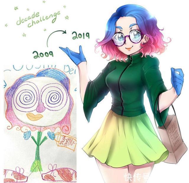 彩虹花|画师重绘自己十年前的作品,从小学生到大神,原来只是一步之遥