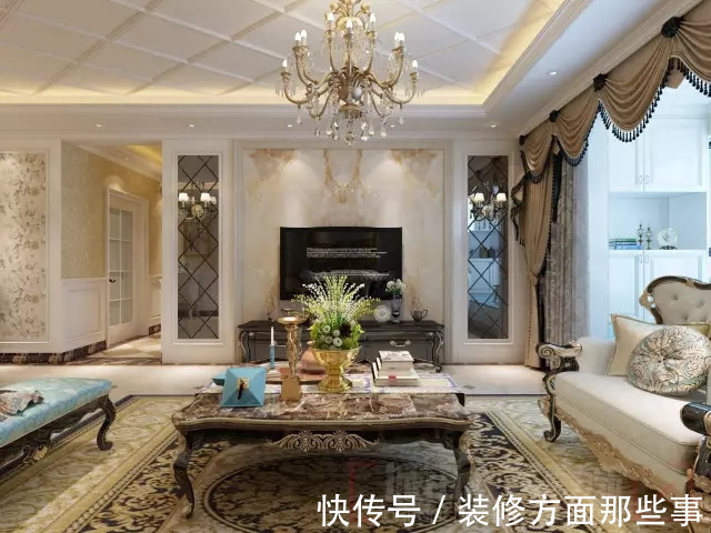 置物架|133平欧式三居室,沙发墙和背景墙一面大气一面优雅