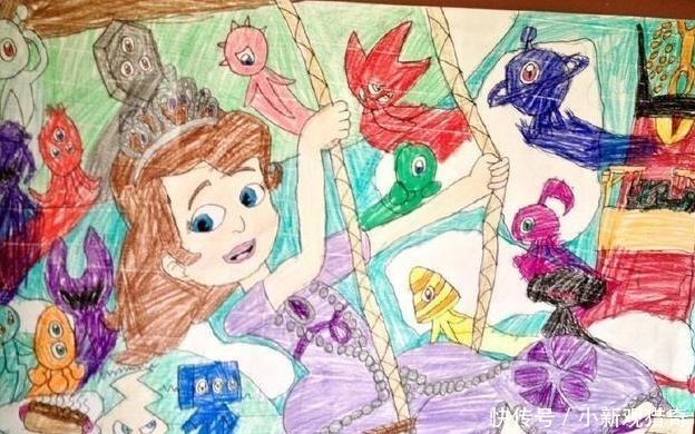 安娜#九岁男童笔下的迪士尼公主,艾莎和安娜被丑化,爱丽丝公主最相似