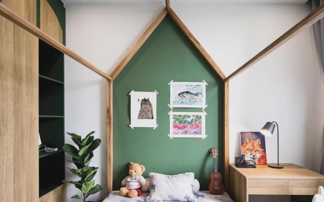 复古绿|78㎡装出2卧室+书房+衣帽间，并用复古绿填满，小户型值得借鉴