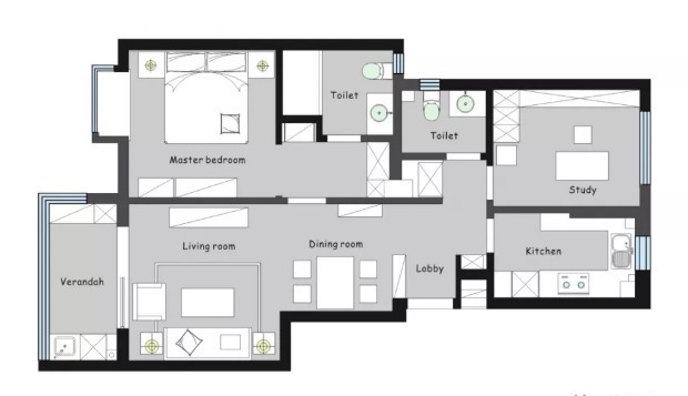 用力过猛|80平现代豪华风二居室,营造平静而不失时尚氛围