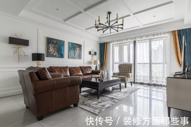 大理石|180平美式四居室,电视墙用大理石简约而不简单很高级