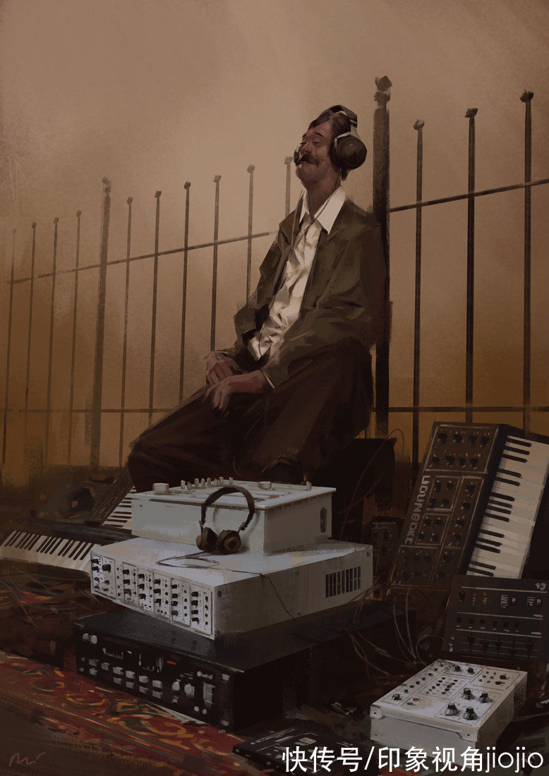 jiojio$粗犷笔触的CG插画艺术，每一幅画都很有故事感，色感超强