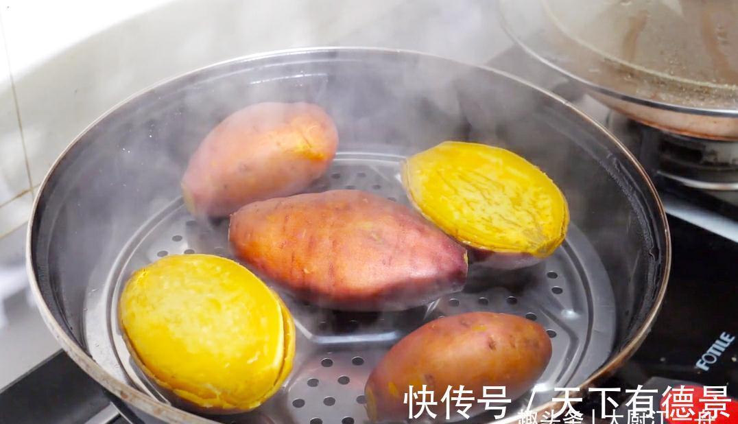 蒸红薯时，切记不要直接上锅蒸！教你正确做法，红薯香甜又多汁
