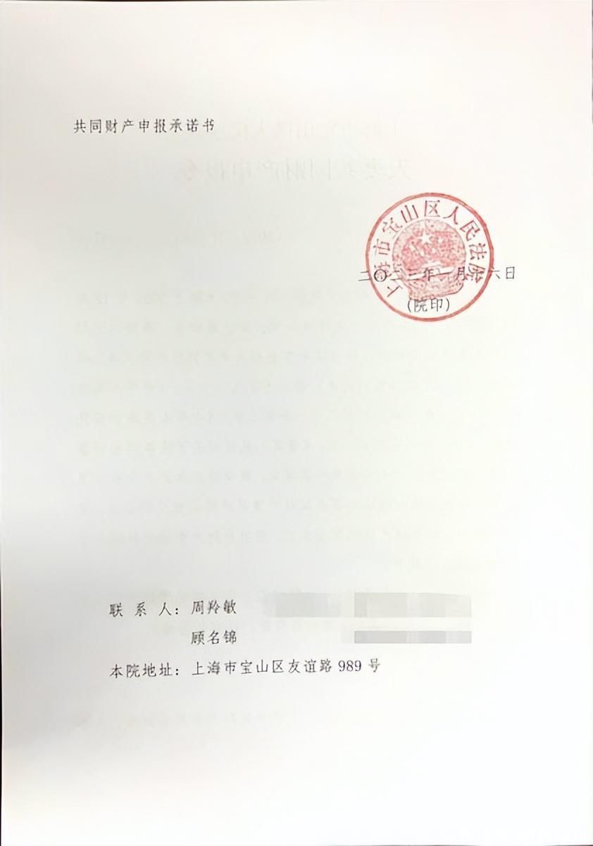 新法实施后，宝山法院发出首份《夫妻共同财产申报令》