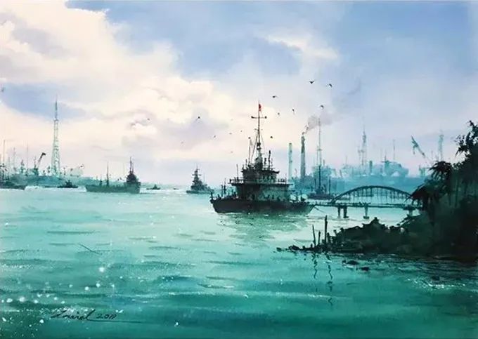 彩色调@极具美感的蓝绿水彩色调,如此画面,令人爱不舍手