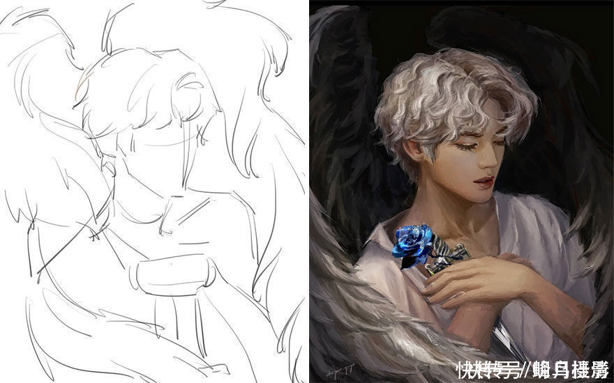 初稿|27个初稿与成品对比照,前后差距太大,网友:这是同一副画吗