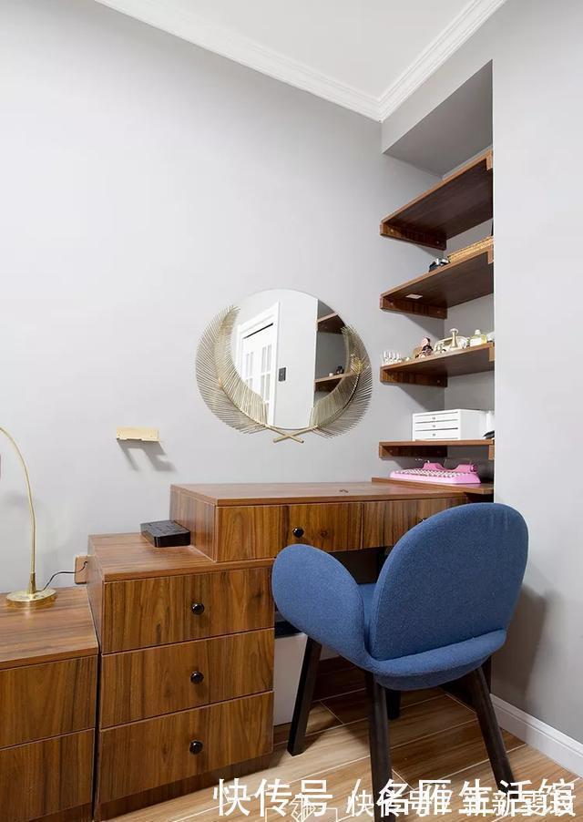 梳妆台|47㎡一室改两室,进门衣帽间,阳台变次卧,装出来比80㎡还要大