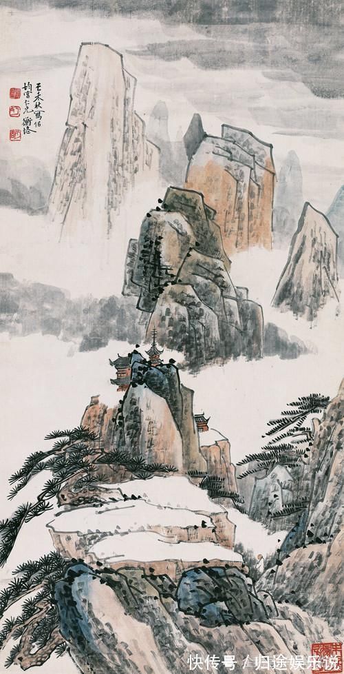 山水画|传统题材画出新味道,陈师曾绘《秋山古寺》