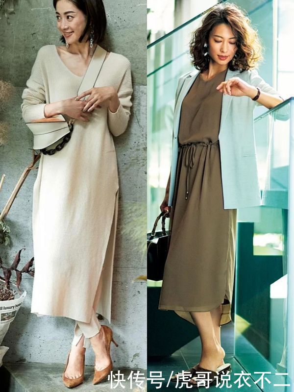 40岁的女人穿裙装不显老，瞧日本女人的开春搭配，优雅又有气质