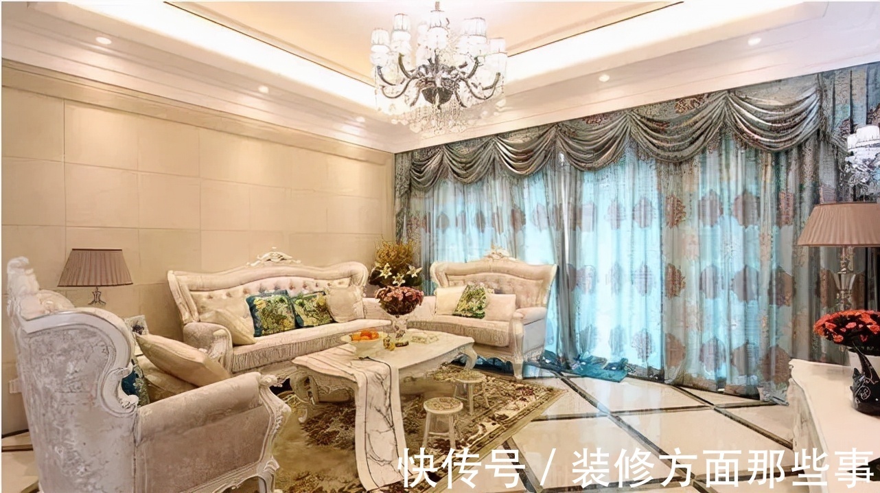 欧式|128平欧式风三居室,温馨米色融入精致高雅的蓝就是亮眼